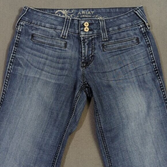 Ariat Jeans Women's 26R Blue Trouser Mid Rise Stretch Outseam Ella Wide Leg - Picture 5 of 13